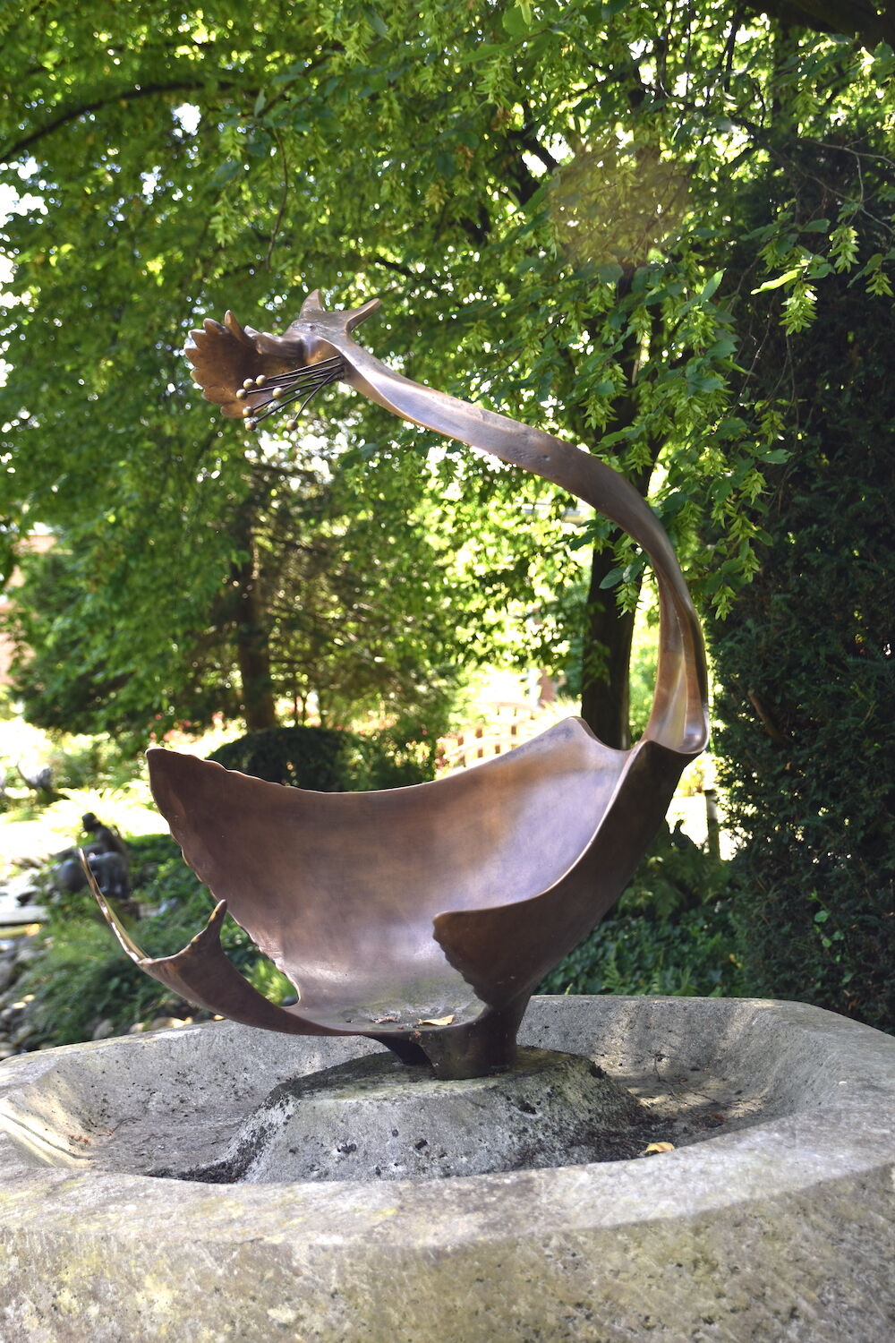 Bronzefigur REIHER, limitierte Künstlerbronze, Bronzeplastik